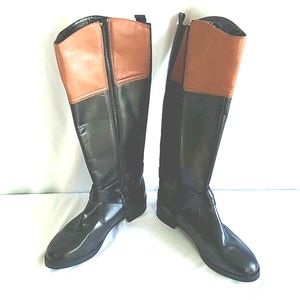 Bandolino Carlotta Women's Wide Calf Leather Riding Boots  Brown Size 7.5